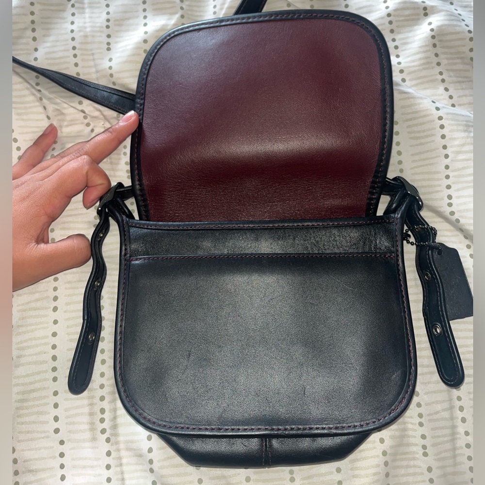 Coach Mini Black Leather Saddle Bag Reissue Crossbody Bag - Picture 5 of 8